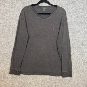 Polo Ralph Lauren Shirt Mens XL Gray Vneck Long Sleeve Tshirt Casual Pony
